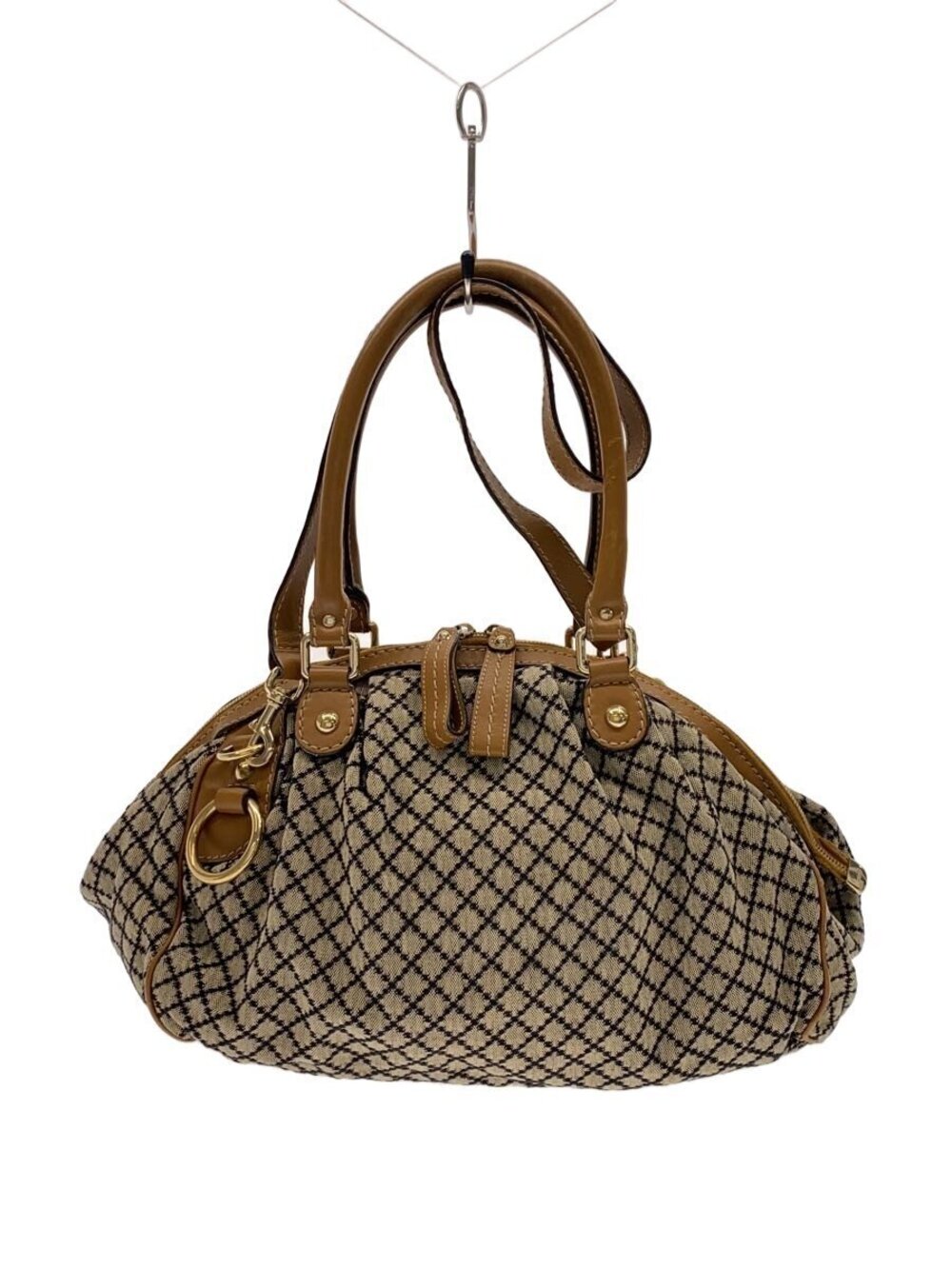Gucci Diamante Canvas Sukey Satchel geometric diamond brown leather